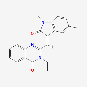 molecular formula C21H19N3O2 B11654451 2-[(Z)-(1,5-dimethyl-2-oxo-1,2-dihydro-3H-indol-3-ylidene)methyl]-3-ethylquinazolin-4(3H)-one 