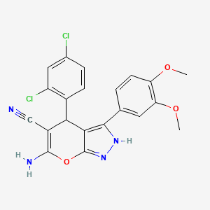 6-Amino-4-(2,4-dichlorophenyl)-3-(3,4-dimethoxyphenyl)-1,4-dihydropyrano[2,3-c]pyrazole-5-carbonitrile