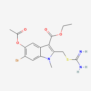 ethyl 5-(acetyloxy)-6-bromo-2-[(carbamimidoylsulfanyl)methyl]-1-methyl-1H-indole-3-carboxylate