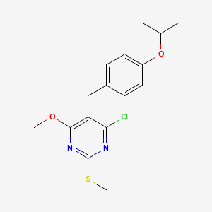 molecular formula C16H19ClN2O2S B11654508 4-Chloro-5-(4-isopropoxy-benzyl)-6-methoxy-2-methylsulfanyl-pyrimidine 