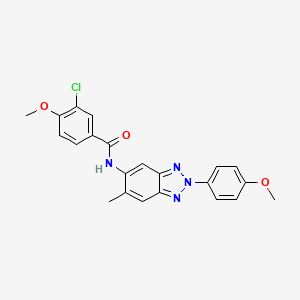 molecular formula C22H19ClN4O3 B11654534 3-chloro-4-methoxy-N-[2-(4-methoxyphenyl)-6-methyl-2H-benzotriazol-5-yl]benzamide 