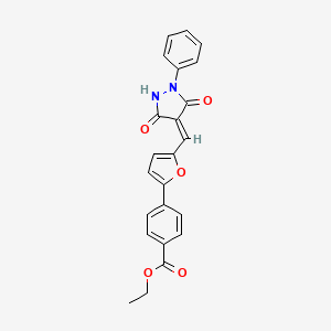 ethyl 4-{5-[(E)-(3,5-dioxo-1-phenylpyrazolidin-4-ylidene)methyl]furan-2-yl}benzoate