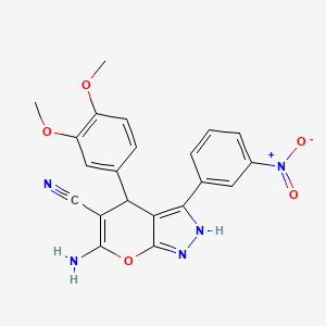 6-Amino-4-(3,4-dimethoxyphenyl)-3-(3-nitrophenyl)-1,4-dihydropyrano[2,3-c]pyrazole-5-carbonitrile