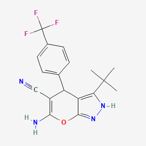 6-Amino-3-tert-butyl-4-[4-(trifluoromethyl)phenyl]-1,4-dihydropyrano[2,3-c]pyrazole-5-carbonitrile