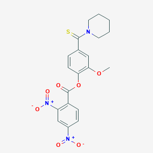 molecular formula C20H19N3O7S B11654560 2-Methoxy-4-(piperidin-1-ylcarbonothioyl)phenyl 2,4-dinitrobenzoate 