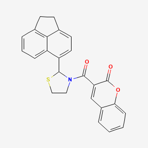 molecular formula C25H19NO3S B11654561 3-{[2-(1,2-dihydroacenaphthylen-5-yl)-1,3-thiazolidin-3-yl]carbonyl}-2H-chromen-2-one 