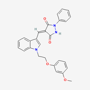 molecular formula C27H23N3O4 B11654626 (4E)-4-({1-[2-(3-methoxyphenoxy)ethyl]-1H-indol-3-yl}methylidene)-1-phenylpyrazolidine-3,5-dione 