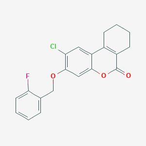 molecular formula C20H16ClFO3 B11654669 2-chloro-3-[(2-fluorobenzyl)oxy]-7,8,9,10-tetrahydro-6H-benzo[c]chromen-6-one 