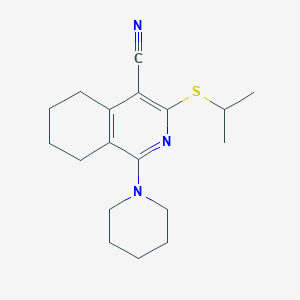 molecular formula C18H25N3S B11654678 1-(Piperidin-1-yl)-3-(propan-2-ylsulfanyl)-5,6,7,8-tetrahydroisoquinoline-4-carbonitrile 