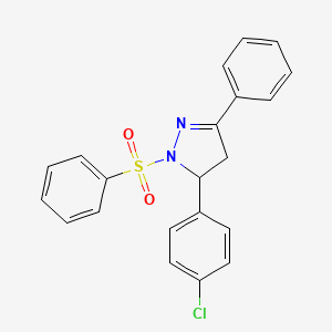 molecular formula C21H17ClN2O2S B11654689 1-(benzenesulfonyl)-5-(4-chlorophenyl)-3-phenyl-4,5-dihydro-1H-pyrazole 