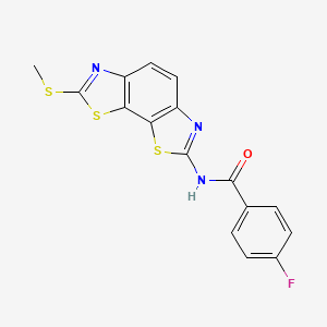 4-fluoro-N-[7-(methylsulfanyl)[1,3]thiazolo[4,5-g][1,3]benzothiazol-2-yl]benzamide