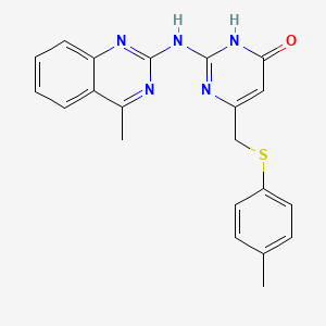 molecular formula C21H19N5OS B11654726 6-{[(4-Methylphenyl)thio]methyl}-2-[(4-methylquinazolin-2-yl)amino]pyrimidin-4-ol 