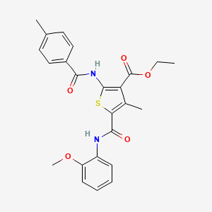 molecular formula C24H24N2O5S B11654735 Ethyl 5-[(2-methoxyphenyl)carbamoyl]-4-methyl-2-{[(4-methylphenyl)carbonyl]amino}thiophene-3-carboxylate 