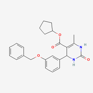 molecular formula C24H26N2O4 B11654783 Cyclopentyl 4-[3-(benzyloxy)phenyl]-6-methyl-2-oxo-1,2,3,4-tetrahydropyrimidine-5-carboxylate 