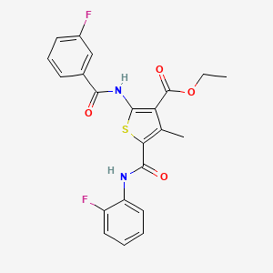 molecular formula C22H18F2N2O4S B11654800 Ethyl 5-[(2-fluorophenyl)carbamoyl]-2-{[(3-fluorophenyl)carbonyl]amino}-4-methylthiophene-3-carboxylate 