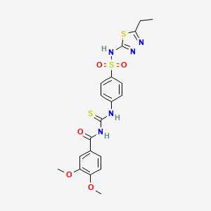 4-[3-(3,4-Dimethoxy-benzoyl)-thioureido]-N-(5-ethyl-[1,3,4]thiadiazol-2-yl)-benzenesulfonamide