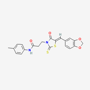 3-[(5Z)-5-(1,3-benzodioxol-5-ylmethylidene)-4-oxo-2-thioxo-1,3-thiazolidin-3-yl]-N-(4-methylphenyl)propanamide