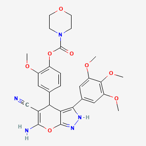 4-[6-Amino-5-cyano-3-(3,4,5-trimethoxyphenyl)-1,4-dihydropyrano[2,3-c]pyrazol-4-yl]-2-methoxyphenyl morpholine-4-carboxylate