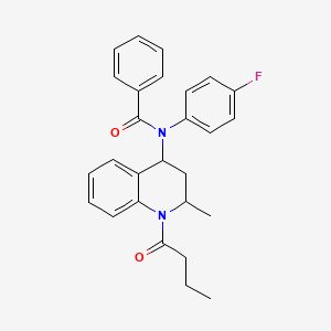 molecular formula C27H27FN2O2 B11654936 N-(1-butanoyl-2-methyl-1,2,3,4-tetrahydroquinolin-4-yl)-N-(4-fluorophenyl)benzamide 