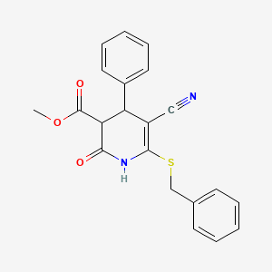 molecular formula C21H18N2O3S B11654959 Methyl 6-(benzylsulfanyl)-5-cyano-2-oxo-4-phenyl-1,2,3,4-tetrahydropyridine-3-carboxylate 