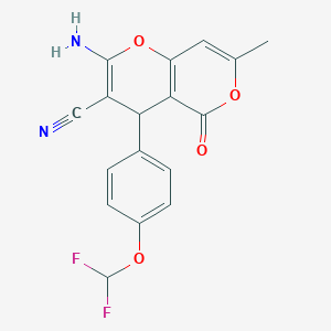 2-amino-4-[4-(difluoromethoxy)phenyl]-7-methyl-5-oxo-4H,5H-pyrano[4,3-b]pyran-3-carbonitrile