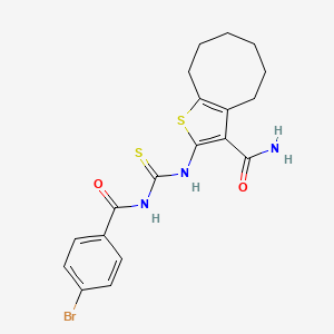 molecular formula C19H20BrN3O2S2 B11655009 2-({[(4-Bromophenyl)carbonyl]carbamothioyl}amino)-4,5,6,7,8,9-hexahydrocycloocta[b]thiophene-3-carboxamide 