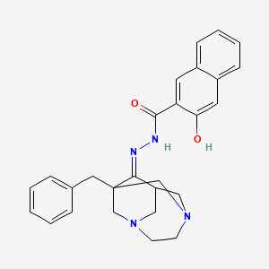 molecular formula C27H28N4O2 B11655033 N'-[(9E)-1-benzyl-3,6-diazatricyclo[4.3.1.1~3,8~]undec-9-ylidene]-3-hydroxy-2-naphthohydrazide 