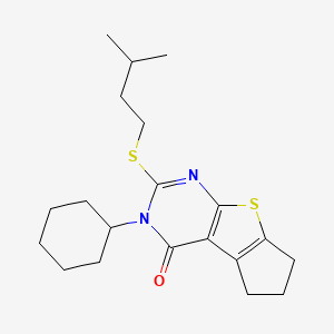 3-Cyclohexyl-2-(isopentylsulfanyl)-3,5,6,7-tetrahydro-4H-cyclopenta[4,5]thieno[2,3-D]pyrimidin-4-one