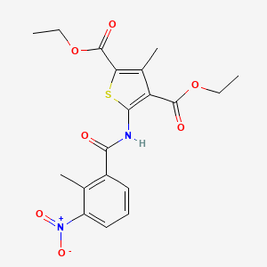 molecular formula C19H20N2O7S B11655071 Diethyl 3-methyl-5-{[(2-methyl-3-nitrophenyl)carbonyl]amino}thiophene-2,4-dicarboxylate 