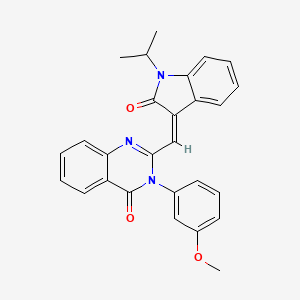 molecular formula C27H23N3O3 B11655094 3-(3-methoxyphenyl)-2-{(Z)-[2-oxo-1-(propan-2-yl)-1,2-dihydro-3H-indol-3-ylidene]methyl}quinazolin-4(3H)-one 