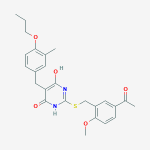 1-[3-({[4,6-Dihydroxy-5-(3-methyl-4-propoxybenzyl)pyrimidin-2-yl]sulfanyl}methyl)-4-methoxyphenyl]ethanone