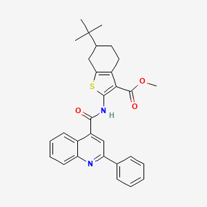 molecular formula C30H30N2O3S B11655117 Methyl 6-tert-butyl-2-{[(2-phenylquinolin-4-yl)carbonyl]amino}-4,5,6,7-tetrahydro-1-benzothiophene-3-carboxylate 