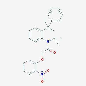 molecular formula C26H26N2O4 B11655134 2-(2-nitrophenoxy)-1-(2,2,4-trimethyl-4-phenyl-3H-quinolin-1-yl)ethanone 