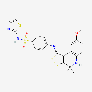 4-{[(1Z)-8-methoxy-4,4-dimethyl-4,5-dihydro-1H-[1,2]dithiolo[3,4-c]quinolin-1-ylidene]amino}-N-(1,3-thiazol-2-yl)benzenesulfonamide