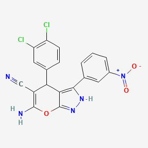 6-Amino-4-(3,4-dichlorophenyl)-3-(3-nitrophenyl)-1,4-dihydropyrano[2,3-c]pyrazole-5-carbonitrile