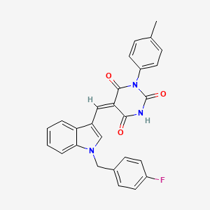 (5E)-5-{[1-(4-fluorobenzyl)-1H-indol-3-yl]methylidene}-1-(4-methylphenyl)pyrimidine-2,4,6(1H,3H,5H)-trione