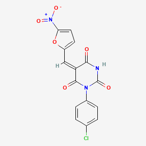 (5E)-1-(4-chlorophenyl)-5-[(5-nitrofuran-2-yl)methylidene]-1,3-diazinane-2,4,6-trione