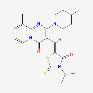 3-[(Z)-(3-Isopropyl-4-oxo-2-thioxo-1,3-thiazolidin-5-ylidene)methyl]-9-methyl-2-(4-methyl-1-piperidinyl)-4H-pyrido[1,2-A]pyrimidin-4-one