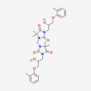 molecular formula C31H40N4O8 B11655217 3-[2-Hydroxy-3-(2-methylphenoxy)propyl]-1-({3-[2-hydroxy-3-(2-methylphenoxy)propyl]-5,5-dimethyl-2,4-dioxoimidazolidin-1-YL}methyl)-5,5-dimethylimidazolidine-2,4-dione 