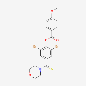 molecular formula C19H17Br2NO4S B11655218 2,6-Dibromo-4-(morpholin-4-ylcarbonothioyl)phenyl 4-methoxybenzoate 