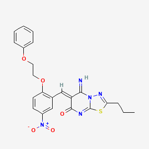 (6Z)-5-Imino-6-{[5-nitro-2-(2-phenoxyethoxy)phenyl]methylidene}-2-propyl-5H,6H,7H-[1,3,4]thiadiazolo[3,2-A]pyrimidin-7-one