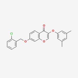 molecular formula C24H19ClO4 B11655229 7-[(2-chlorophenyl)methoxy]-3-(3,5-dimethylphenoxy)-4H-chromen-4-one 