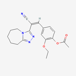 molecular formula C20H22N4O3 B11655264 4-[(Z)-2-cyano-2-(6,7,8,9-tetrahydro-5H-[1,2,4]triazolo[4,3-a]azepin-3-yl)ethenyl]-2-ethoxyphenyl acetate 