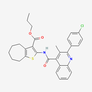 propyl 2-({[2-(4-chlorophenyl)-3-methylquinolin-4-yl]carbonyl}amino)-5,6,7,8-tetrahydro-4H-cyclohepta[b]thiophene-3-carboxylate