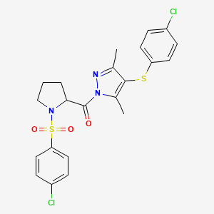 4-chlorophenyl 1-({1-[(4-chlorophenyl)sulfonyl]-2-pyrrolidinyl}carbonyl)-3,5-dimethyl-1H-pyrazol-4-yl sulfide