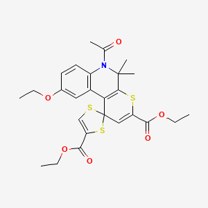 Diethyl 6'-acetyl-9'-ethoxy-5',5'-dimethyl-5',6'-dihydrospiro[1,3-dithiole-2,1'-thiopyrano[2,3-c]quinoline]-3',4-dicarboxylate