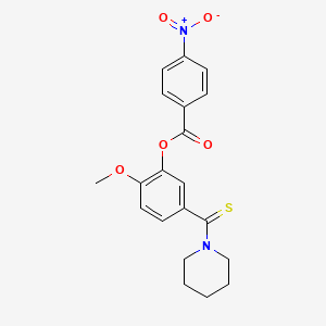 molecular formula C20H20N2O5S B11655335 2-Methoxy-5-(piperidin-1-ylcarbonothioyl)phenyl 4-nitrobenzoate 