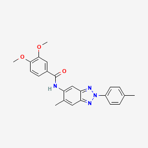 3,4-dimethoxy-N-[6-methyl-2-(4-methylphenyl)-2H-benzotriazol-5-yl]benzamide