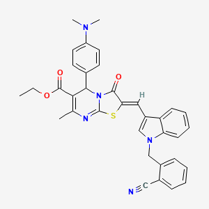 ethyl (2Z)-2-{[1-(2-cyanobenzyl)-1H-indol-3-yl]methylidene}-5-[4-(dimethylamino)phenyl]-7-methyl-3-oxo-2,3-dihydro-5H-[1,3]thiazolo[3,2-a]pyrimidine-6-carboxylate