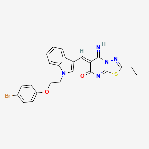 (6Z)-6-({1-[2-(4-bromophenoxy)ethyl]-1H-indol-3-yl}methylidene)-2-ethyl-5-imino-5,6-dihydro-7H-[1,3,4]thiadiazolo[3,2-a]pyrimidin-7-one